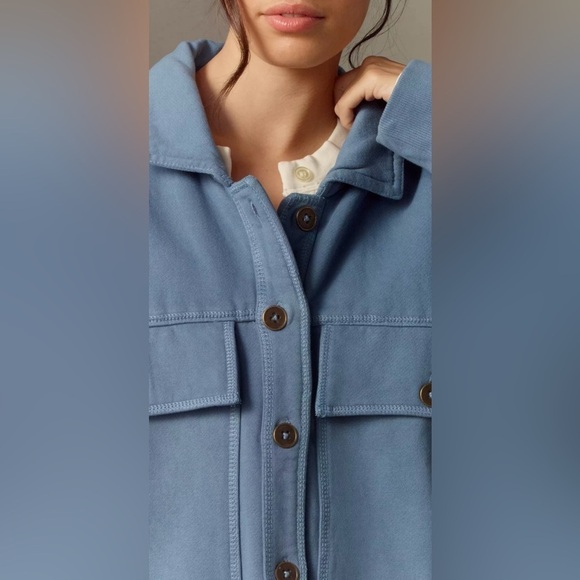Anthropologie Pilcro Blue Microfleece Button Front Jacket - Picture 5 of 9